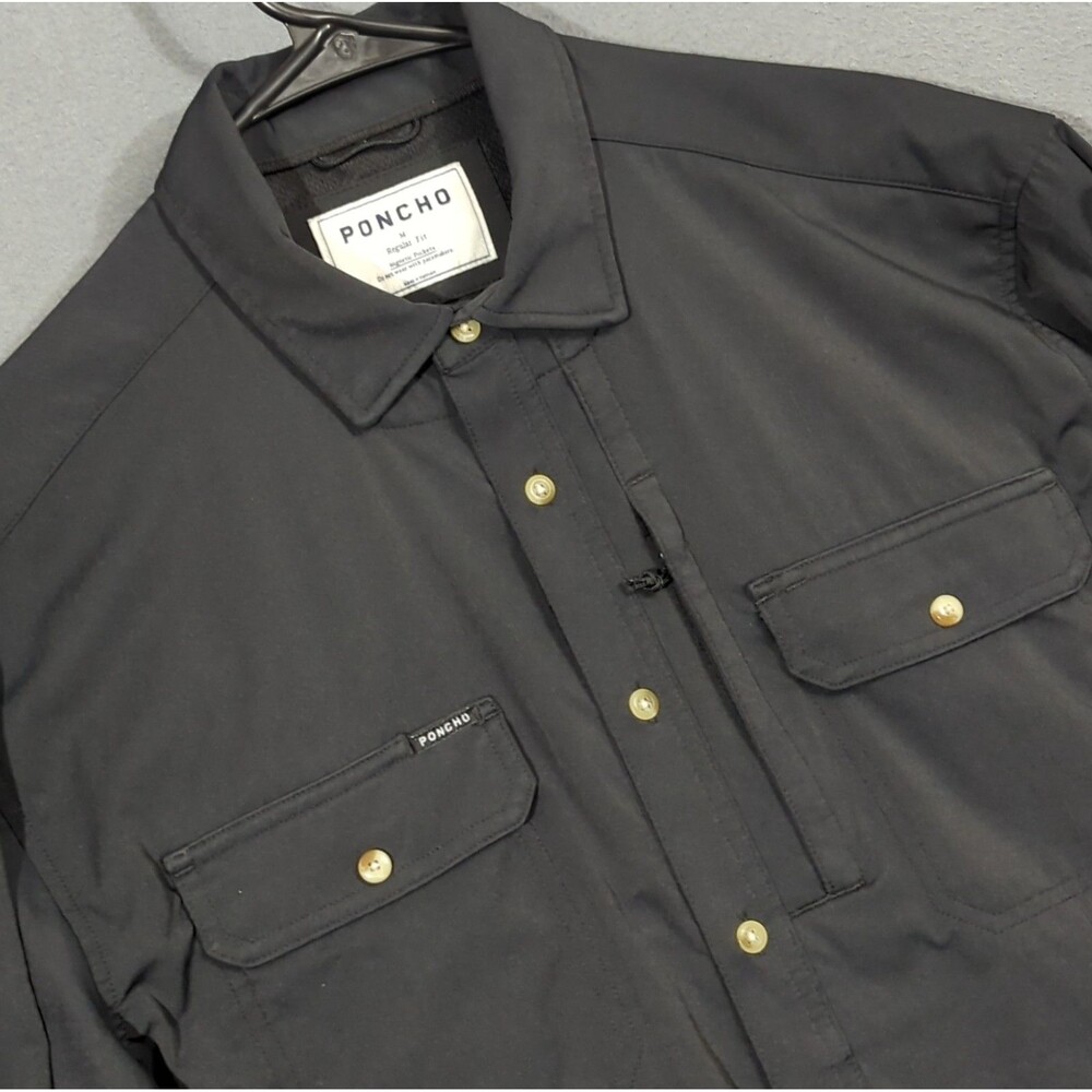 Poncho Shirt Men's M Black The Black Smoke Regular Fit Long Sleeve Button Up